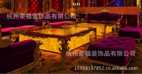 杭州夜总会定制家具新宠 透光云石茶几与不锈钢茶几的时尚碰撞
